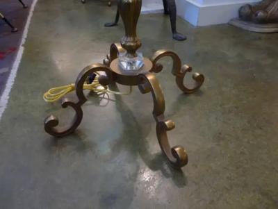 Maison Jansen Midcentury French Brass and Glass Floor Lamp In The Style Of Jacques Adnet