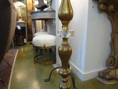 Maison Jansen Midcentury French Brass and Glass Floor Lamp In The Style Of Jacques Adnet
