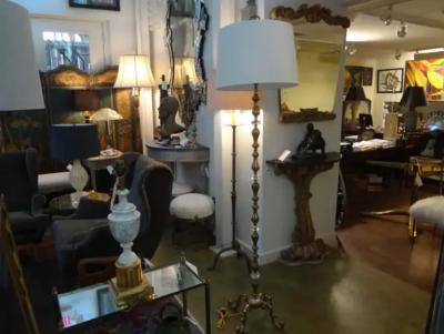 Maison Jansen Midcentury French Brass and Glass Floor Lamp In The Style Of Jacques Adnet