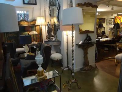 Maison Jansen Midcentury French Brass and Glass Floor Lamp In The Style Of Jacques Adnet