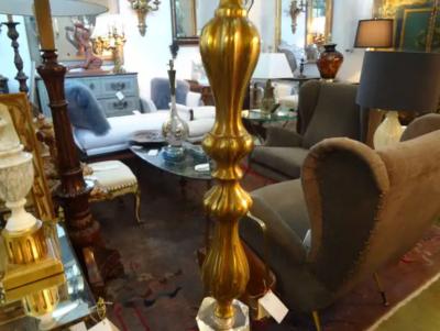 Maison Jansen Midcentury French Brass and Glass Floor Lamp In The Style Of Jacques Adnet