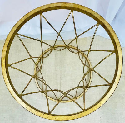 Maison Jansen Neoclassical Maison Jansen Style Round Gilt Metal Coffee Table Side Table
