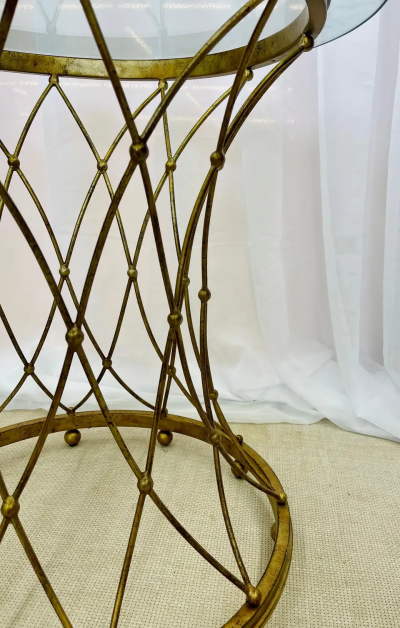 Maison Jansen Neoclassical Maison Jansen Style Round Gilt Metal Coffee Table Side Table