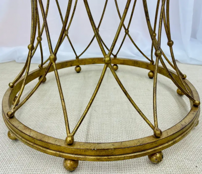 Maison Jansen Neoclassical Maison Jansen Style Round Gilt Metal Coffee Table Side Table