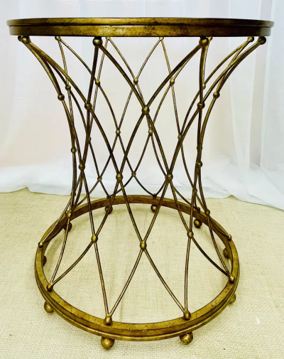 Maison Jansen Neoclassical Maison Jansen Style Round Gilt Metal Coffee Table Side Table