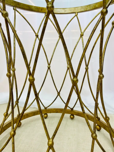 Maison Jansen Neoclassical Maison Jansen Style Round Gilt Metal Coffee Table Side Table