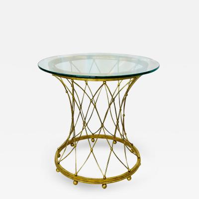 Maison Jansen Neoclassical Maison Jansen Style Round Gilt Metal Coffee Table Side Table