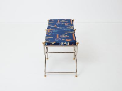 Maison Jansen Neoclassical steel brass curule bench by Maison Jansen 1960s
