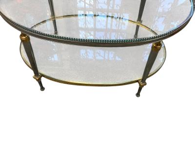 Maison Jansen OBLONG MAISON JANSEN STYLE BRASS ALUMINUM DOUBLE TIER COFFEE TABLE