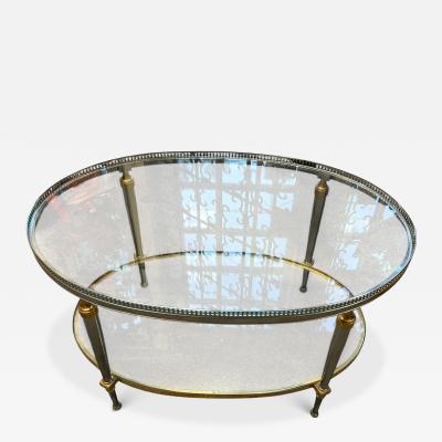 Maison Jansen OBLONG MAISON JANSEN STYLE BRASS ALUMINUM DOUBLE TIER COFFEE TABLE