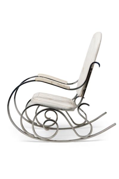 Maison Jansen Pair French Modern Polished Nickel Rocking Chair Maison Jansen