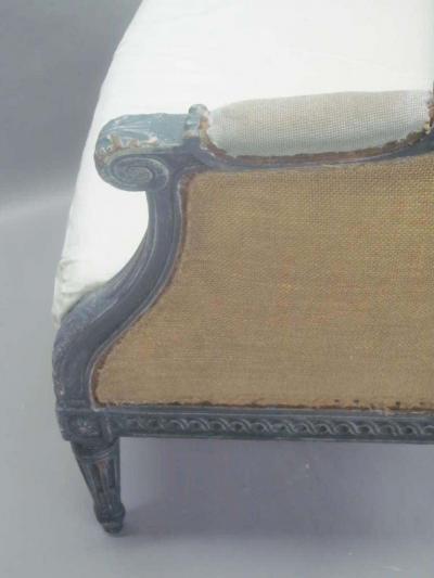 Maison Jansen Pair French Shabby Chic Louis XVI Wingback Lounge Chairs Attr Maison Jansen