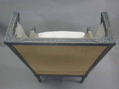 Maison Jansen Pair French Shabby Chic Louis XVI Wingback Lounge Chairs Attr Maison Jansen