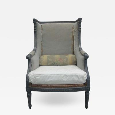 Maison Jansen Pair French Shabby Chic Louis XVI Wingback Lounge Chairs Attr Maison Jansen