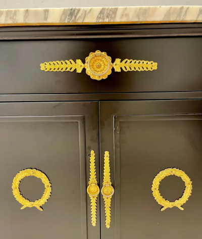 Maison Jansen Pair Hollywood Regency Marble Top Nightstands or End Tables