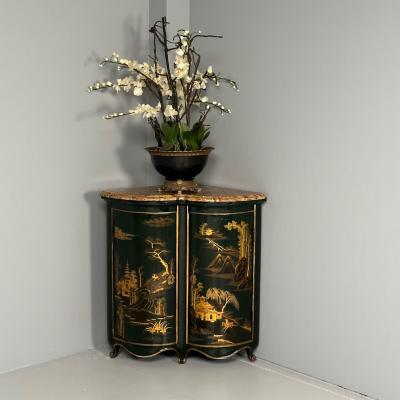 Maison Jansen Pair Louis XV Style Japanned Corner Cabinets Encoignures Christies Provenance