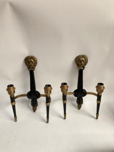 Maison Jansen Pair of 1950s Neo classic Sconces attributed To Maison Jansen