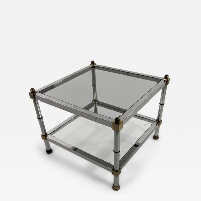 Maison Jansen Pair of American Mid Century Chrome and Brass End Tables