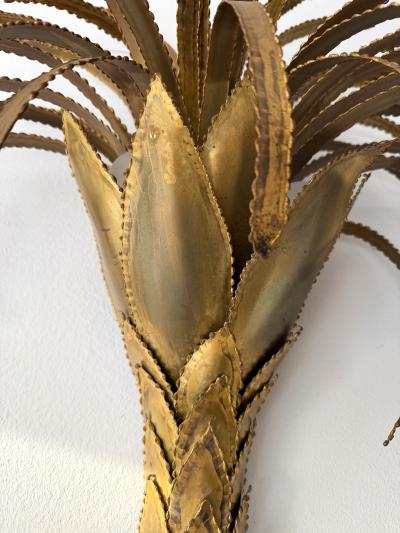 Maison Jansen Pair of Brass Palm Tree Sconces by Maison Jansen France 1970s
