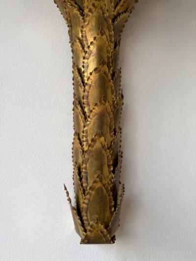 Maison Jansen Pair of Brass Palm Tree Sconces by Maison Jansen France 1970s