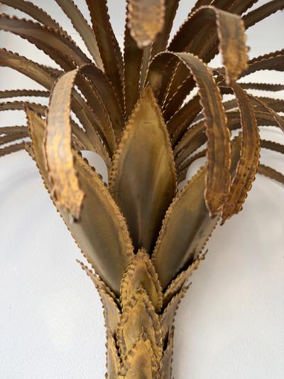 Maison Jansen Pair of Brass Palm Tree Sconces by Maison Jansen France 1970s