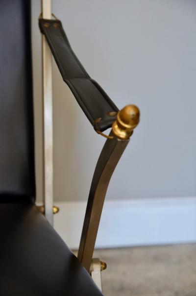 Maison Jansen Pair of Chic Folding Campaign Armchairs in the Style of Maison Jansen