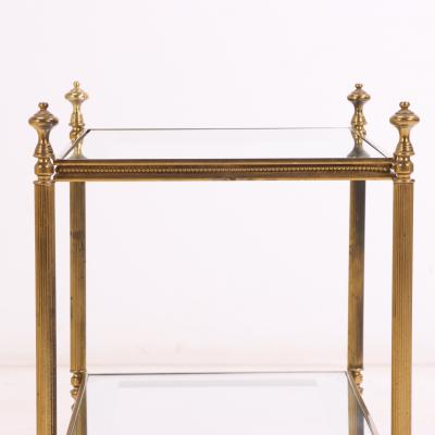 Maison Jansen Pair of French Brass Two Tier Tables in the manner of Maison Jansen C 1960 