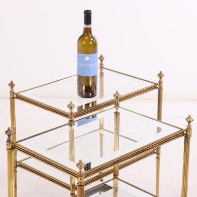 Maison Jansen Pair of French Brass Two Tier Tables in the manner of Maison Jansen C 1960 