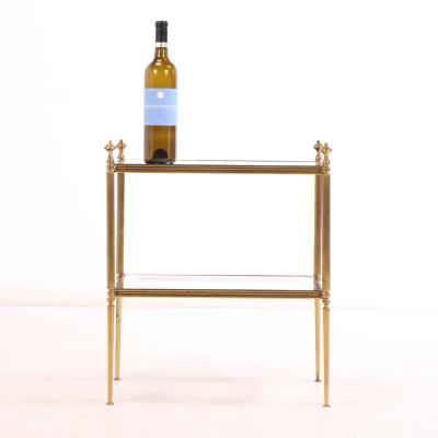 Maison Jansen Pair of French Brass Two Tier Tables in the manner of Maison Jansen C 1960 