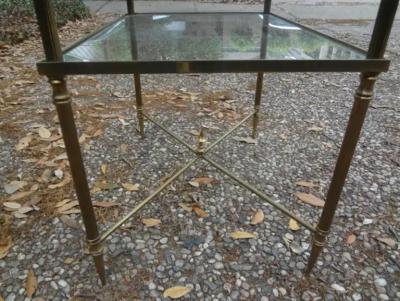 Maison Jansen Pair of French Louis XVI Style Brass and Glass Tables