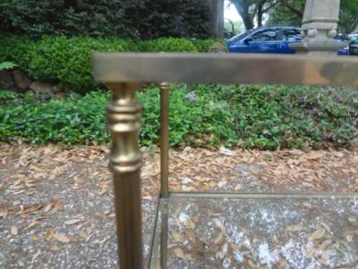 Maison Jansen Pair of French Louis XVI Style Brass and Glass Tables