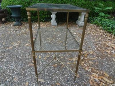Maison Jansen Pair of French Louis XVI Style Brass and Glass Tables