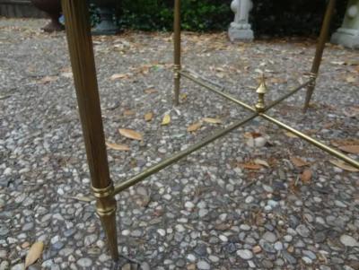 Maison Jansen Pair of French Louis XVI Style Brass and Glass Tables