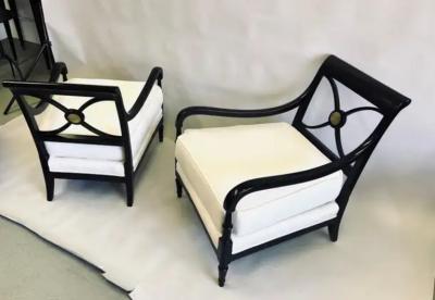 Maison Jansen Pair of French Modern Neoclassical Armchairs Lounge Chairs by Maison Jansen