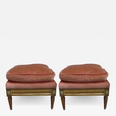 Maison Jansen Pair of French Modern Neoclassical Stools Benches Attributed to Jansen