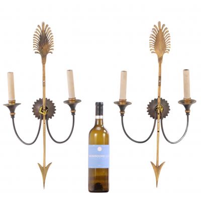 Maison Jansen Pair of French Neoclassical Arrow Sconces in the manner of Jansen C 1940 