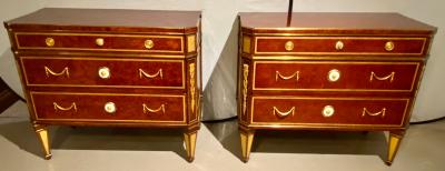 Maison Jansen Pair of Hollywood Regency Jansen Style Chests or Commodes Tortoise Shell Finish