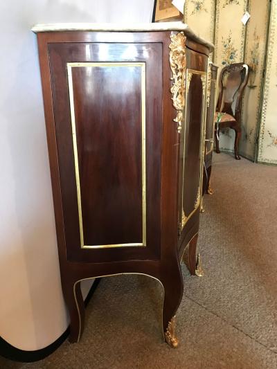 Maison Jansen Pair of Jansen Style Double Door Marble Top Bedside Cabinets or End Tables