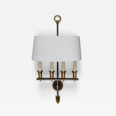 Maison Jansen Pair of Large Maison Jansen Brasss Steel Wall Lights