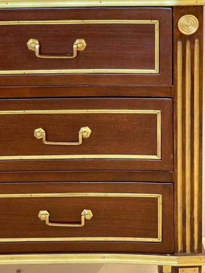 Maison Jansen Pair of Large Russian Neoclassical Style Inverted Front Commodes Chests