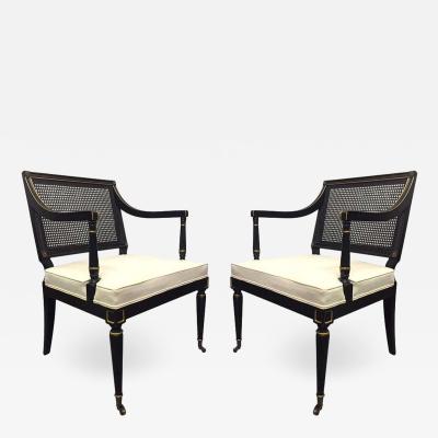 Maison Jansen Pair of Maison Jansen Style Cane Armchairs