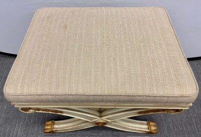 Maison Jansen Pair of Maison Jansen Style X Form Benches or Footstools Ivory and Parcel Gilt