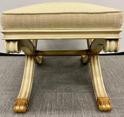 Maison Jansen Pair of Maison Jansen Style X Form Benches or Footstools Ivory and Parcel Gilt