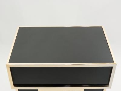 Maison Jansen Pair of Maison Jansen brass black lacquered dry bar elements 1970s