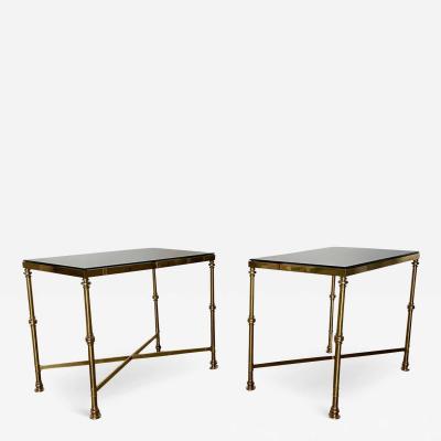 Maison Jansen Pair of Mid Century French Brass Side Tables by Maison Jansen