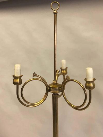 Maison Jansen Pair of Mid Century Modern Neoclassical Brass Floor Lamps by Maison Jansen
