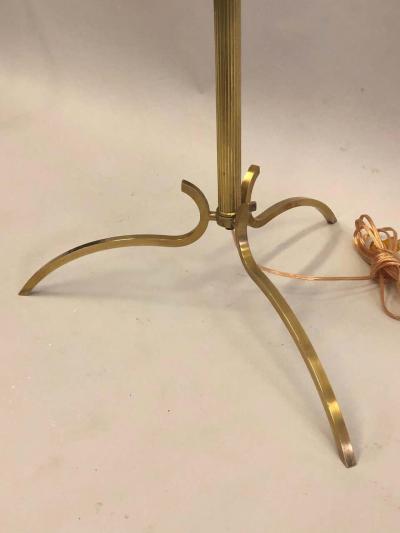 Maison Jansen Pair of Mid Century Modern Neoclassical Brass Floor Lamps by Maison Jansen