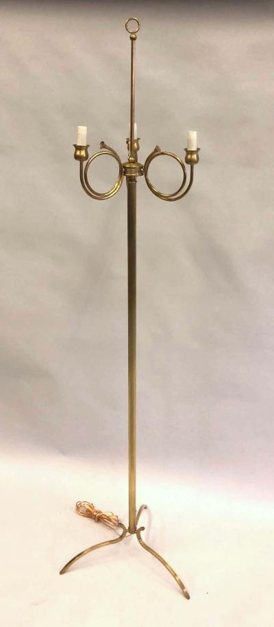 Maison Jansen Pair of Mid Century Modern Neoclassical Brass Floor Lamps by Maison Jansen