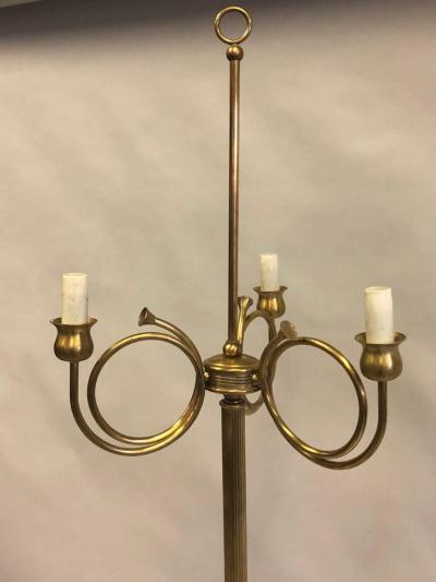 Maison Jansen Pair of Mid Century Modern Neoclassical Brass Floor Lamps by Maison Jansen