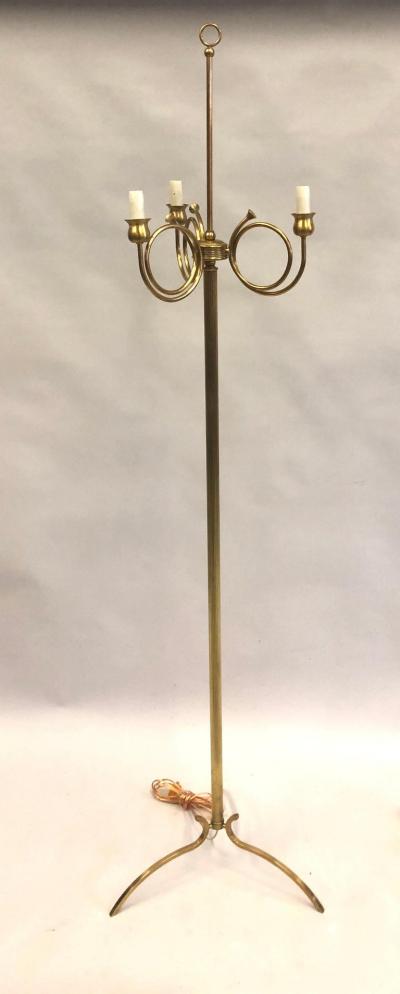 Maison Jansen Pair of Mid Century Modern Neoclassical Brass Floor Lamps by Maison Jansen